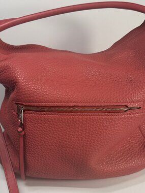 Coach Pebbled Leather Satchel in Salmon Oxblood Berry